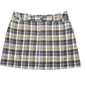 St.‎ John's Bay Plaid Skort Women's 20W Blue Beige Plaid Active Golf Tennis